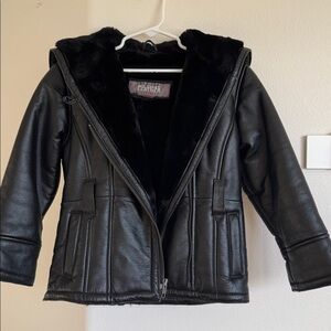 Wilsons Leather Kids Black Faux Fur Jacket, Size M 🖤